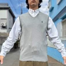 画像15: 「POLO RALPH LAUREN(ポロラルフローレン)」10s 20s Mサイズ ピマコットン ライトグレー ポニー刺繍 ニット ベスト (15)