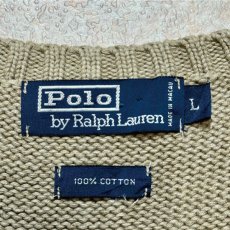 画像6: 「Polo by Ralph Lauren (ポロラルフローレン)」90s 00s 10s Lサイズ コットン グレージュ ポニー刺繍 ローゲージ ニット ベスト (6)