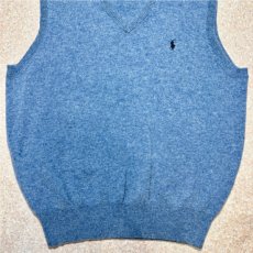 画像5: 「Polo by Ralph Lauren (ポロラルフローレン)」90s 00s 10s XLサイズ ラムズウール メランジブルー ポニー刺繍 ニット ベスト (5)