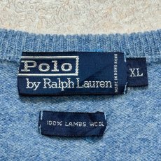 画像6: 「Polo by Ralph Lauren (ポロラルフローレン)」90s 00s 10s XLサイズ ラムズウール メランジブルー ポニー刺繍 ニット ベスト (6)