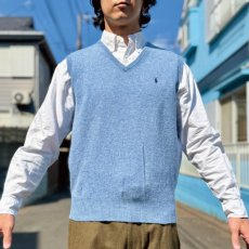 画像16: 「Polo by Ralph Lauren (ポロラルフローレン)」90s 00s 10s XLサイズ ラムズウール メランジブルー ポニー刺繍 ニット ベスト (16)