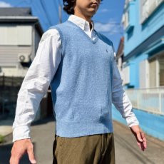 画像17: 「Polo by Ralph Lauren (ポロラルフローレン)」90s 00s 10s XLサイズ ラムズウール メランジブルー ポニー刺繍 ニット ベスト (17)
