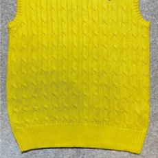 画像5: 「Polo by Ralph Lauren (ポロラルフローレン)」90s 00s 10s ボーイズ L(14/16) Sサイズ相当 コットン イエロー ケーブル編み ポニー刺繍 ニット ベスト (5)