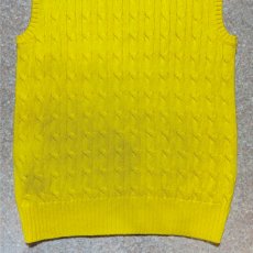 画像13: 「Polo by Ralph Lauren (ポロラルフローレン)」90s 00s 10s ボーイズ L(14/16) Sサイズ相当 コットン イエロー ケーブル編み ポニー刺繍 ニット ベスト (13)