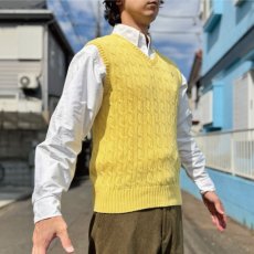 画像16: 「Polo by Ralph Lauren (ポロラルフローレン)」90s 00s 10s ボーイズ L(14/16) Sサイズ相当 コットン イエロー ケーブル編み ポニー刺繍 ニット ベスト (16)