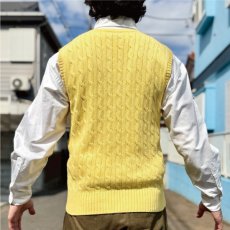 画像19: 「Polo by Ralph Lauren (ポロラルフローレン)」90s 00s 10s ボーイズ L(14/16) Sサイズ相当 コットン イエロー ケーブル編み ポニー刺繍 ニット ベスト (19)