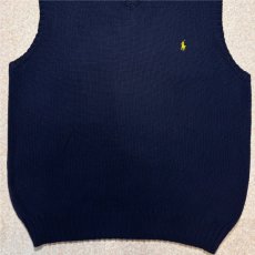 画像5: 「Polo by Ralph Lauren (ポロラルフローレン)」90s 00s 10s XLサイズ コットン ネイビー ポニー刺繍 ローゲージ ニット ベスト (5)