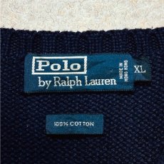画像6: 「Polo by Ralph Lauren (ポロラルフローレン)」90s 00s 10s XLサイズ コットン ネイビー ポニー刺繍 ローゲージ ニット ベスト (6)