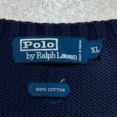 画像6: 「Polo by Ralph Lauren (ポロラルフローレン)」90s 00s 10s XLサイズ コットン ネイビー ポニー刺繍 ローゲージ ニット ベスト (6)