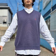 画像15: 「Polo by Ralph Lauren (ポロラルフローレン)」90s 00s 10s XLサイズ コットン ネイビー ポニー刺繍 ローゲージ ニット ベスト (15)