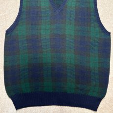 画像5: 「Polo by Ralph Lauren (ポロラルフローレン)」90s 00s 10s XL/XGサイズ コットン ブラックウォッチ ローゲージ ニット ベスト (5)