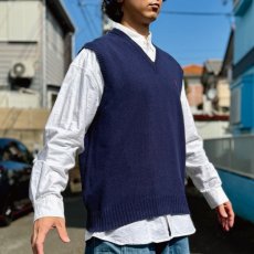 画像16: 「Polo by Ralph Lauren (ポロラルフローレン)」90s 00s 10s Lサイズ コットン ネイビー ポニー刺繍 ミドルゲージ ニット ベスト (16)