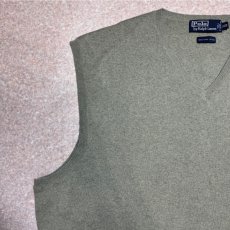 画像2: 「Polo by Ralph Lauren (ポロラルフローレン)」90s 00s 10s 3XBサイズ ピマコットン オリーブ ポニー刺繍 ニット ベスト (2)