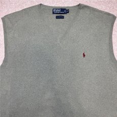 画像3: 「Polo by Ralph Lauren (ポロラルフローレン)」90s 00s 10s 3XBサイズ ピマコットン オリーブ ポニー刺繍 ニット ベスト (3)