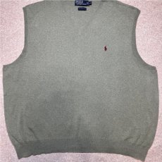 画像5: 「Polo by Ralph Lauren (ポロラルフローレン)」90s 00s 10s 3XBサイズ ピマコットン オリーブ ポニー刺繍 ニット ベスト (5)