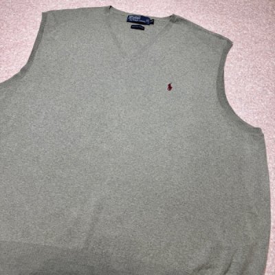 画像3: 「Polo by Ralph Lauren (ポロラルフローレン)」90s 00s 10s 3XBサイズ ピマコットン オリーブ ポニー刺繍 ニット ベスト