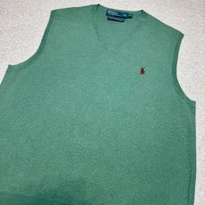 画像14: 「Polo by Ralph Lauren (ポロラルフローレン)」90s 00s 10s L/Gサイズ ピマコットン グリーン ポニー刺繍 ニット ベスト (14)