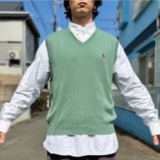 画像15: 「Polo by Ralph Lauren (ポロラルフローレン)」90s 00s 10s L/Gサイズ ピマコットン グリーン ポニー刺繍 ニット ベスト (15)
