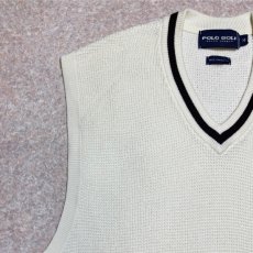画像2: 「POLO GOLF RALPH LAUREN(ポロゴルフラルフローレン)」80s 90s Mサイズ ピマコットン オフホワイト ワッフル ニット ベスト (2)