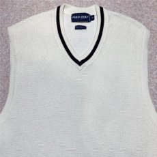 画像3: 「POLO GOLF RALPH LAUREN(ポロゴルフラルフローレン)」80s 90s Mサイズ ピマコットン オフホワイト ワッフル ニット ベスト (3)
