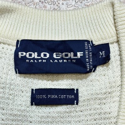 画像2: 「POLO GOLF RALPH LAUREN(ポロゴルフラルフローレン)」80s 90s Mサイズ ピマコットン オフホワイト ワッフル ニット ベスト