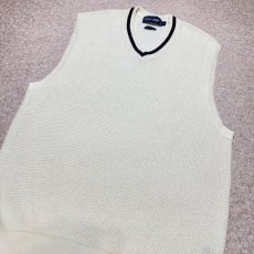 画像14: 「POLO GOLF RALPH LAUREN(ポロゴルフラルフローレン)」80s 90s Mサイズ ピマコットン オフホワイト ワッフル ニット ベスト (14)