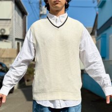 画像15: 「POLO GOLF RALPH LAUREN(ポロゴルフラルフローレン)」80s 90s Mサイズ ピマコットン オフホワイト ワッフル ニット ベスト (15)