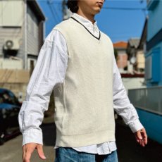 画像16: 「POLO GOLF RALPH LAUREN(ポロゴルフラルフローレン)」80s 90s Mサイズ ピマコットン オフホワイト ワッフル ニット ベスト (16)