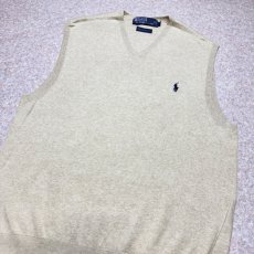 画像14: 「Polo by Ralph Lauren (ポロラルフローレン)」90s 00s 10s Mサイズ ピマコットン ベージュ ポニー刺繍 ニット ベスト (14)