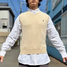 画像15: 「Polo by Ralph Lauren (ポロラルフローレン)」90s 00s 10s Mサイズ ピマコットン ベージュ ポニー刺繍 ニット ベスト (15)