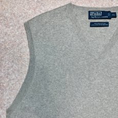 画像2: 「Polo by Ralph Lauren (ポロラルフローレン)」90s 00s 10s XLサイズ ピマコットン ライトグレー ポニー刺繍 ニット ベスト (2)