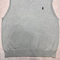 画像5: 「Polo by Ralph Lauren (ポロラルフローレン)」90s 00s 10s XLサイズ ピマコットン ライトグレー ポニー刺繍 ニット ベスト (5)