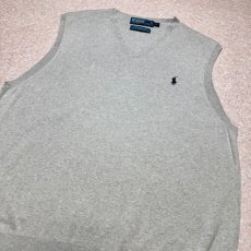 画像14: 「Polo by Ralph Lauren (ポロラルフローレン)」90s 00s 10s XLサイズ ピマコットン ライトグレー ポニー刺繍 ニット ベスト (14)