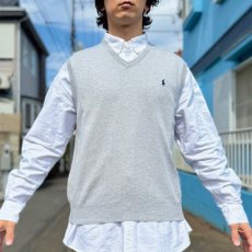画像15: 「Polo by Ralph Lauren (ポロラルフローレン)」90s 00s 10s XLサイズ ピマコットン ライトグレー ポニー刺繍 ニット ベスト (15)