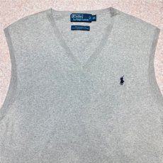 画像3: 「Polo by Ralph Lauren (ポロラルフローレン)」90s 00s 10s XLサイズ ピマコットン ライトグレー ポニー刺繍 ニット ベスト (3)
