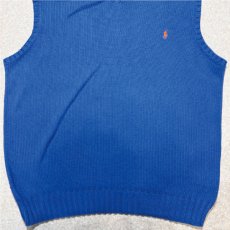 画像5: 「Polo by Ralph Lauren (ポロラルフローレン)」90s 00s 10s Lサイズ コットン ロイヤルブルー ポニー刺繍 ローゲージ ニット ベスト (5)