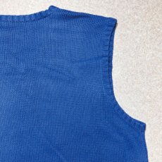 画像12: 「Polo by Ralph Lauren (ポロラルフローレン)」90s 00s 10s Lサイズ コットン ロイヤルブルー ポニー刺繍 ローゲージ ニット ベスト (12)