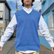 画像15: 「Polo by Ralph Lauren (ポロラルフローレン)」90s 00s 10s Lサイズ コットン ロイヤルブルー ポニー刺繍 ローゲージ ニット ベスト (15)