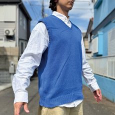 画像16: 「Polo by Ralph Lauren (ポロラルフローレン)」90s 00s 10s Lサイズ コットン ロイヤルブルー ポニー刺繍 ローゲージ ニット ベスト (16)