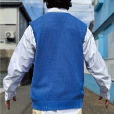 画像19: 「Polo by Ralph Lauren (ポロラルフローレン)」90s 00s 10s Lサイズ コットン ロイヤルブルー ポニー刺繍 ローゲージ ニット ベスト (19)