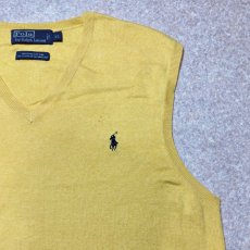 画像4: 「Polo by Ralph Lauren (ポロラルフローレン)」90s 00s 10s XLサイズ ピマコットン イエロー ポニー刺繍 ニット ベスト (4)