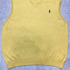 画像5: 「Polo by Ralph Lauren (ポロラルフローレン)」90s 00s 10s XLサイズ ピマコットン イエロー ポニー刺繍 ニット ベスト (5)