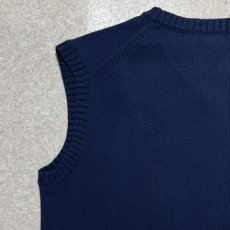 画像9: 「Polo by Ralph Lauren (ポロラルフローレン)」90s 00s 10s ボーイズ Lサイズ Sサイズ相当 コットン ネイビー ポニー刺繍 ローゲージ ニット ベスト (9)