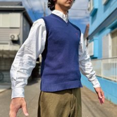 画像15: 「Polo by Ralph Lauren (ポロラルフローレン)」90s 00s 10s ボーイズ Lサイズ Sサイズ相当 コットン ネイビー ポニー刺繍 ローゲージ ニット ベスト (15)