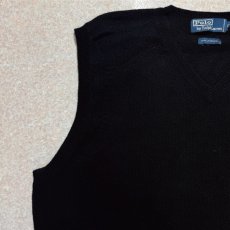 画像2: 「Polo by Ralph Lauren (ポロラルフローレン)」90s 00s 10s XLサイズ ラムズウール ブラック ポニー刺繍 ニット ベスト (2)