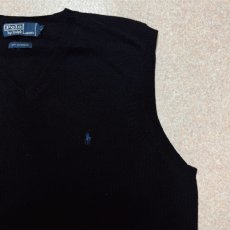 画像4: 「Polo by Ralph Lauren (ポロラルフローレン)」90s 00s 10s XLサイズ ラムズウール ブラック ポニー刺繍 ニット ベスト (4)