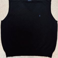 画像5: 「Polo by Ralph Lauren (ポロラルフローレン)」90s 00s 10s XLサイズ ラムズウール ブラック ポニー刺繍 ニット ベスト (5)