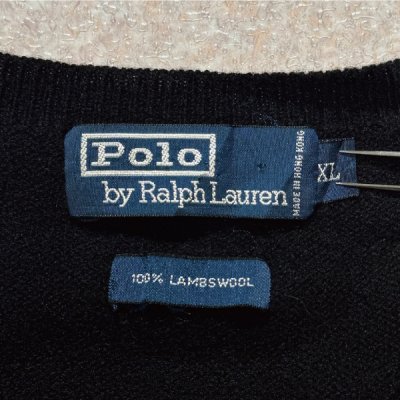 画像2: 「Polo by Ralph Lauren (ポロラルフローレン)」90s 00s 10s XLサイズ ラムズウール ブラック ポニー刺繍 ニット ベスト