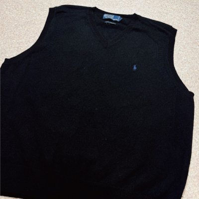 画像3: 「Polo by Ralph Lauren (ポロラルフローレン)」90s 00s 10s XLサイズ ラムズウール ブラック ポニー刺繍 ニット ベスト