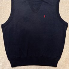 画像5: 「Polo by Ralph Lauren (ポロラルフローレン)」90s 00s 10s Lサイズ コットン ネイビー ポニー刺繍 ニット ベスト (5)